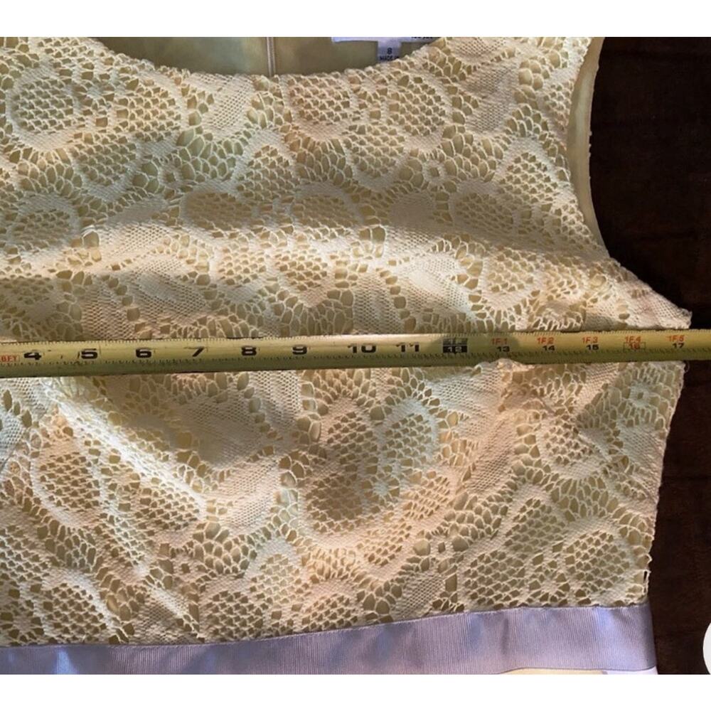 Studio One Yellow Floral Lace Fit Flare Dress Size 8 Spring Garden Party - Picture 7 of 9